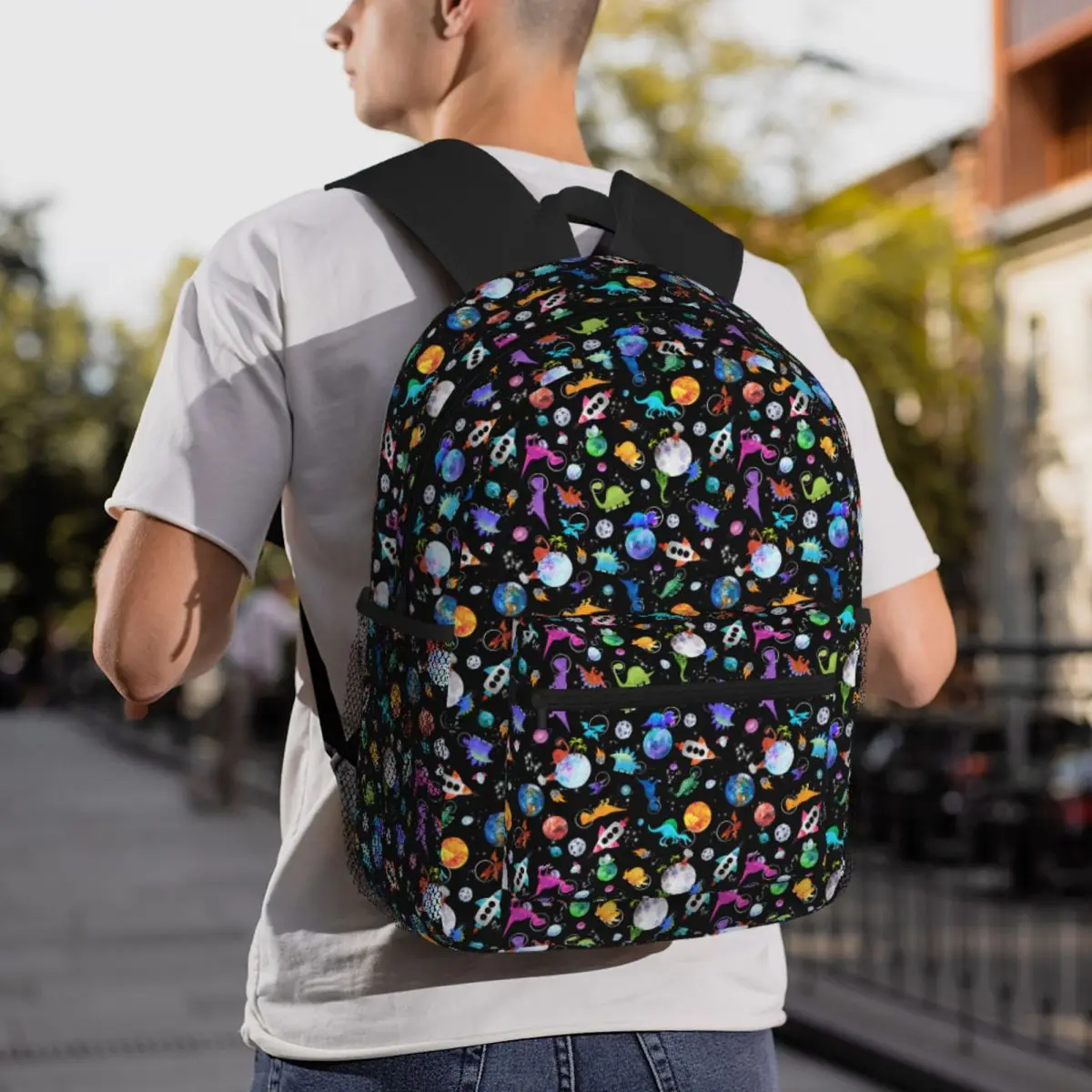 

Dinosaur Astronauts In Outer Space Student Backpack School Bag Hiking Travel Daypack for Boys Girls Fashion Bookbag Shoulder Bag