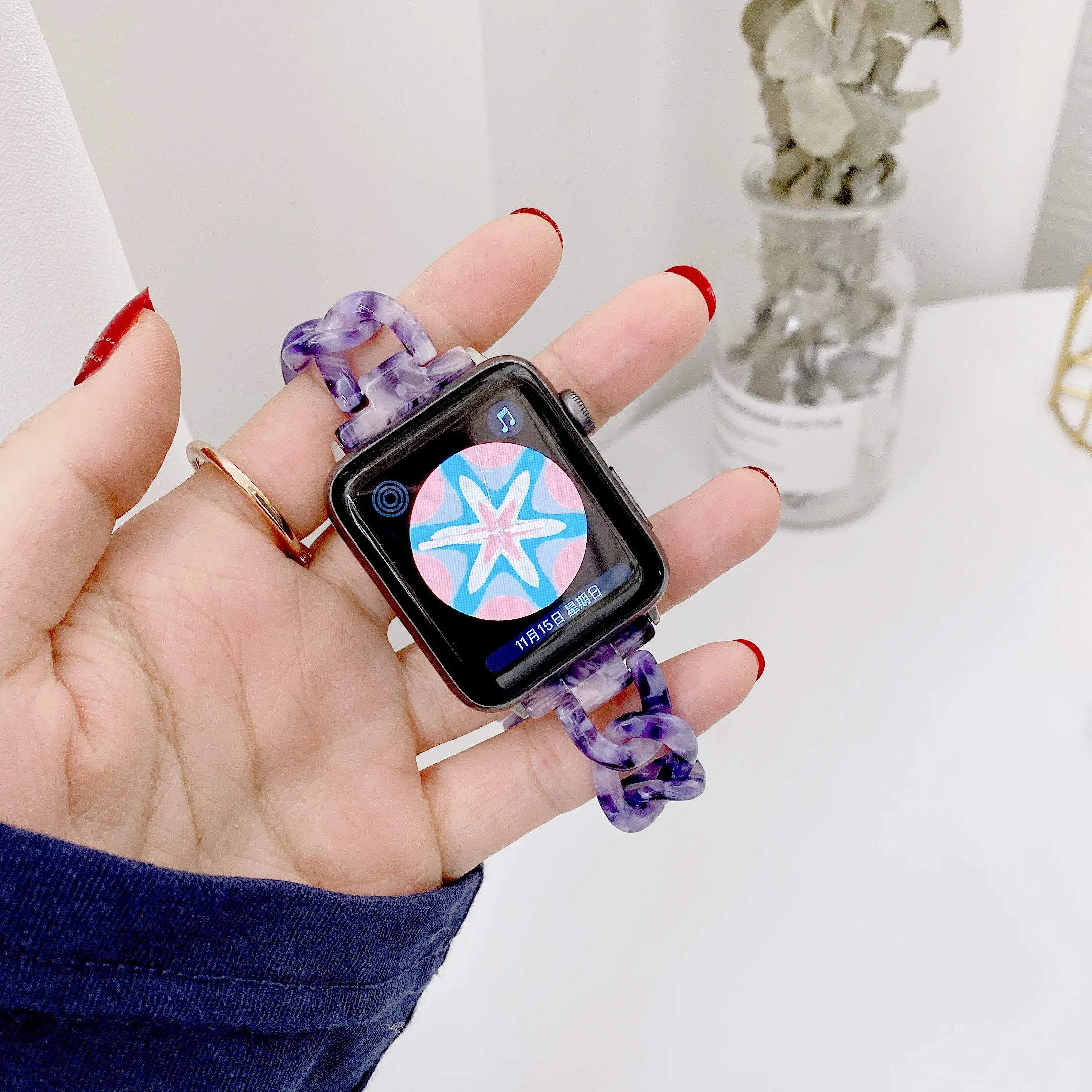 Resin strap For Apple watch Ultra 49mm Series 9 8 7 45mm 41mm Multi-Colored Resin Bracelet Strap For iwatch 6 5 4 44mm 42mm 40mm