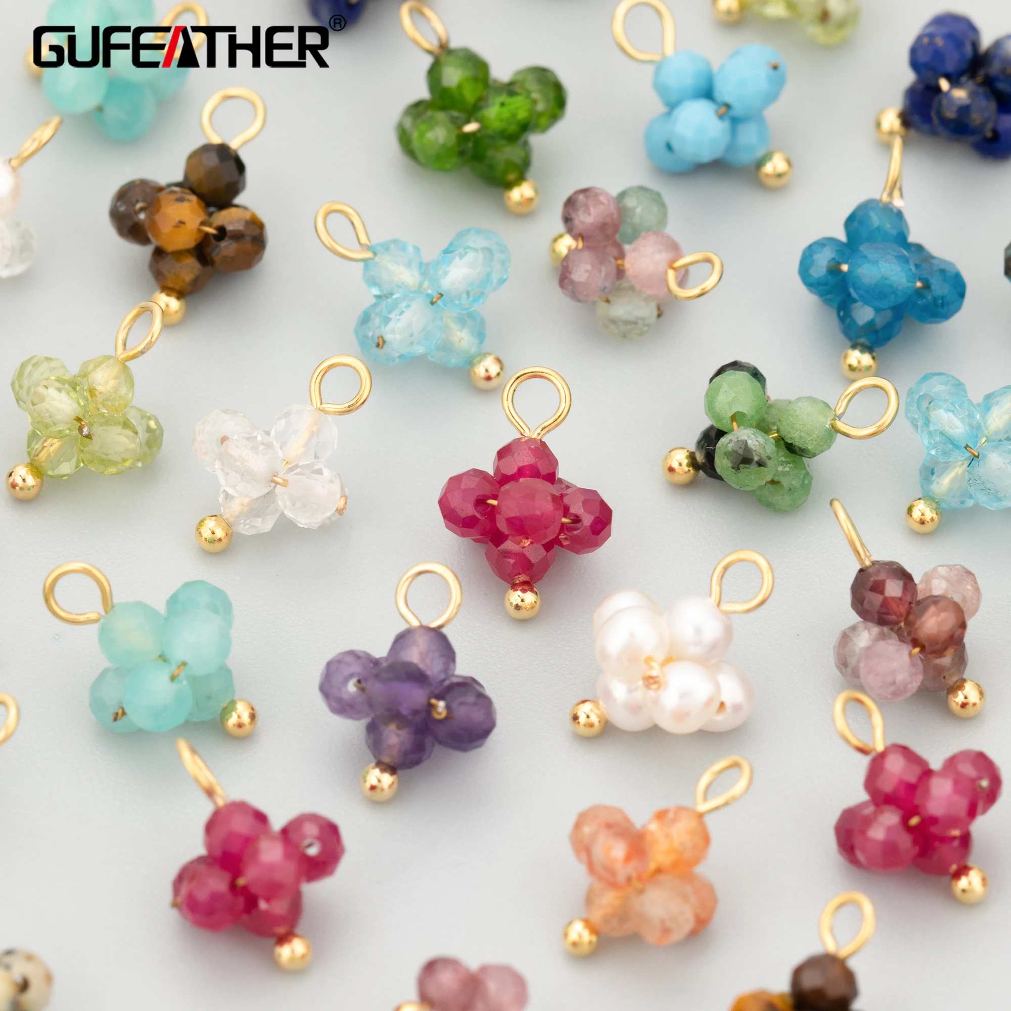 GUFEATHER, 4 Stück/Los, MI06, Schmuckzubehör, Edelstahl, Naturstein, Charms, handgefertigt, DIY-Anhänger, Schmuckherstellung