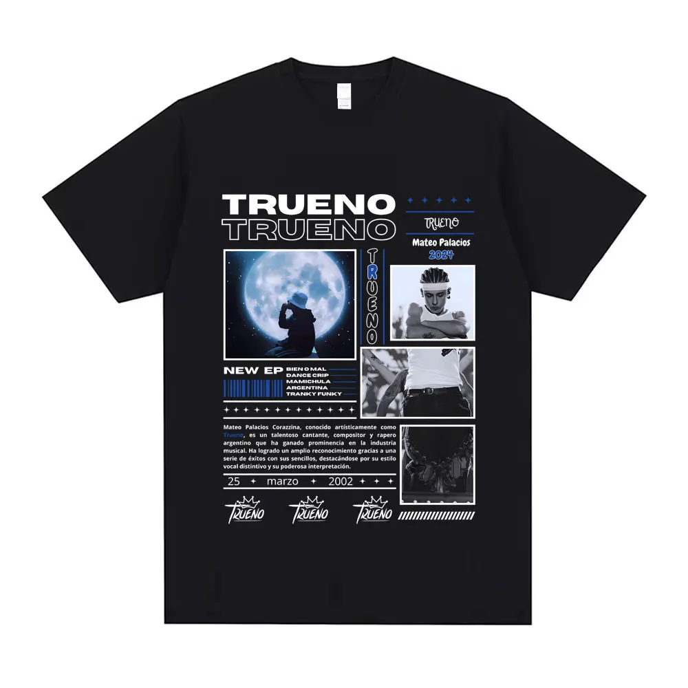 Rapper Trueno Graphic Tshirt Men's Hip Hop Fashion Vintage Streetwear Summer Men Women Casual Cotton Oversized O-collar T-shirt