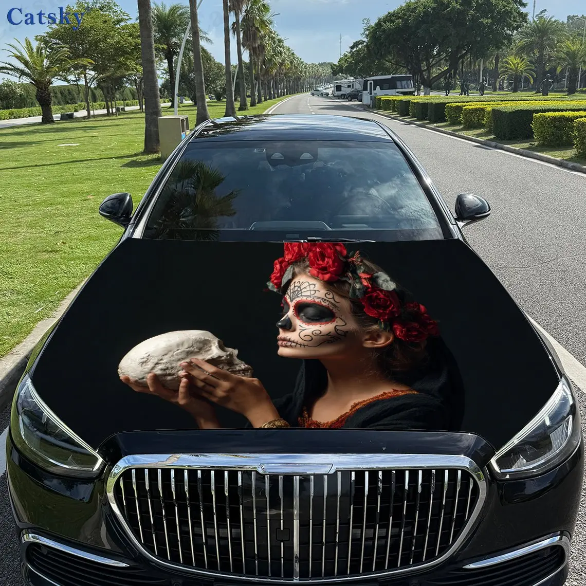 

Загадочные виниловые обертки для автомобиля из ПВХ с цветочным принтом, самоклеящаяся водонепроницаемая наклейка на капот автомобиля, защитная наклейка для украшения автомобиля