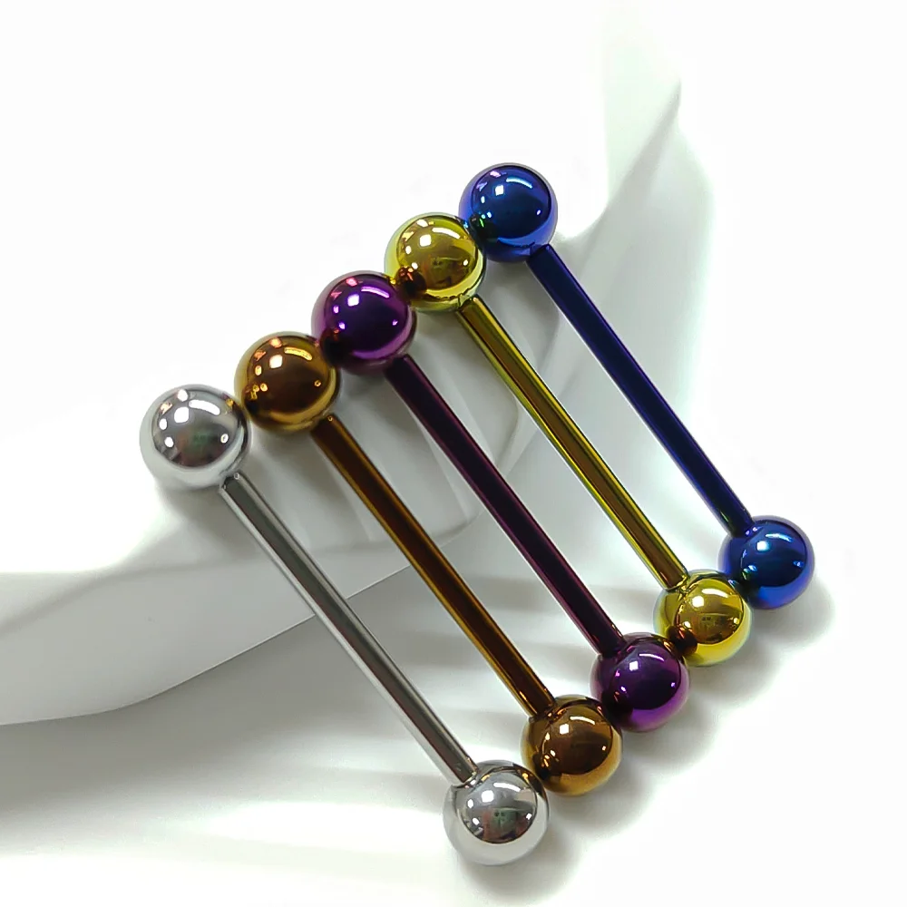 1/10 Pieces F136 Implant-Grade Titanium Alloy Straight Bar Ear Bridge 14G 16G Tongue Stud Anodised Body Piercing Jewellery