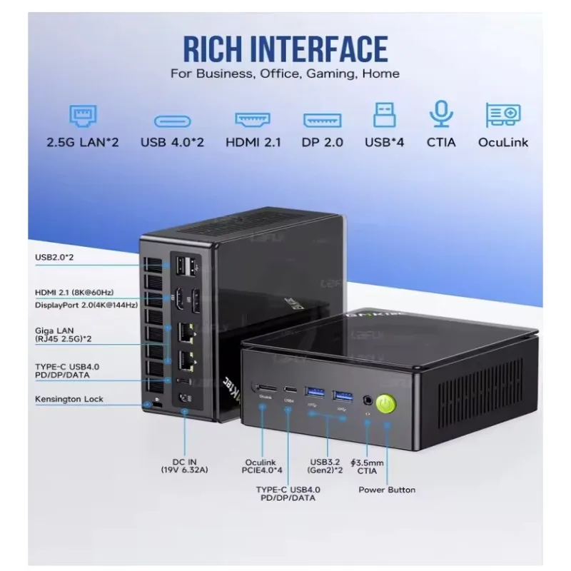 GMKtec-Mini PC K8 Plus Ryzen 7 8845HS، Ordinateur Gamer، Windows11Pro، DDR5، 5600Mhz، PCIe 4,0، NVME، SSD، WiFi6، BT Estimula Mi