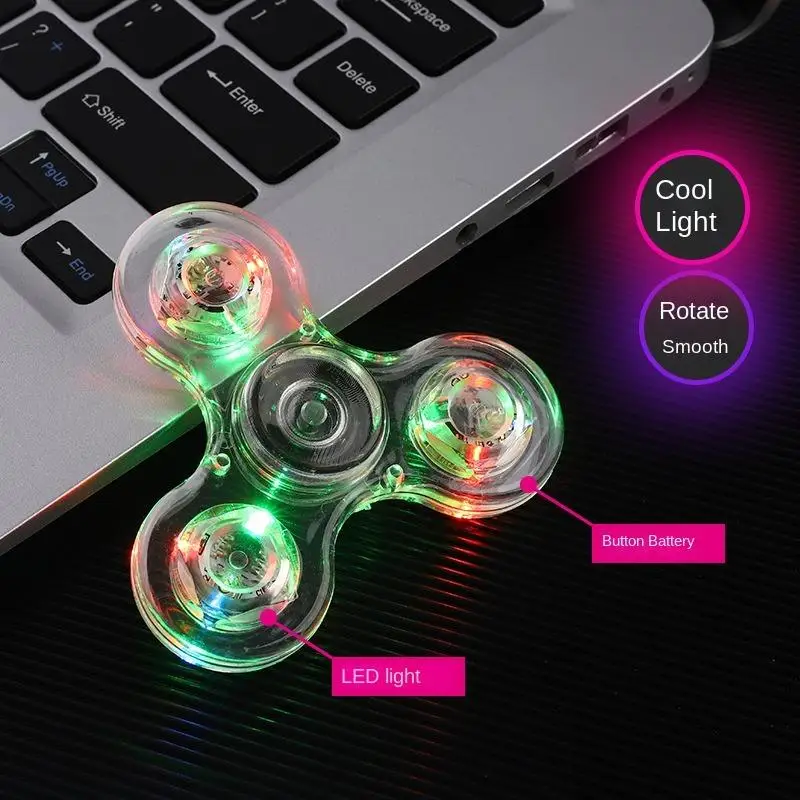 7 Style Illuminated Fingertip Gyro Toys Luminous LED Light Colorful Spinner Hand Top Spinners Finger Stress Relief Toys