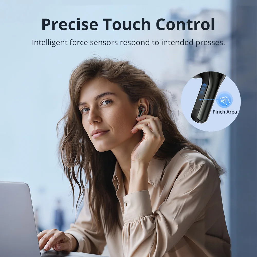 سماعات أذن Tronsmart Sounfii NC 2 Hybrid ANC سماعات أذن لاسلكية مع صوت عالي الدقة، بلوتوث 6.0، وقت تشغيل 40 ساعة، للمشي لمسافات طويلة، لهدايا الهالوين، اختيار جديد 2025 #8