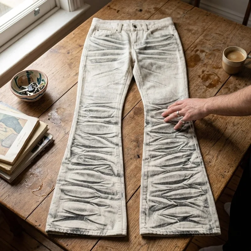 

Y2K Retro Distressed Flare Jeans Women High Waist Vintage Washed Denim Bell Bottom Pants Harajuku Streetwear Casual Trousers