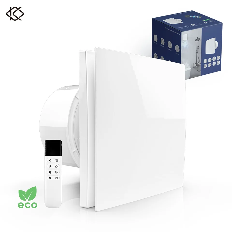 Extractor De Baño 100mm Con Mando A Distancia, Reversible (entrada/salida), Motor EC De 5W, 3 Velocidades, Temporizador, IPX4, Muy Silencioso (desde 25 DB), Ideal Para Cocina Y Sótano