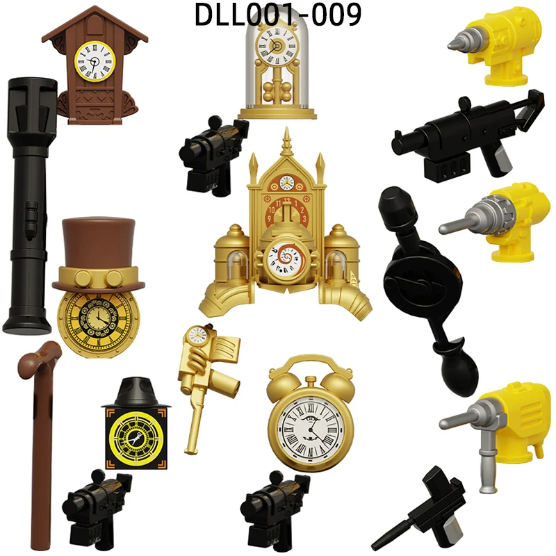 The Skibidi Electric Drill Titan Wall Alarm Clock Bell Man Toilet Model Blocks MOC Bricks Set Gifts Toys DLL001-DLL009