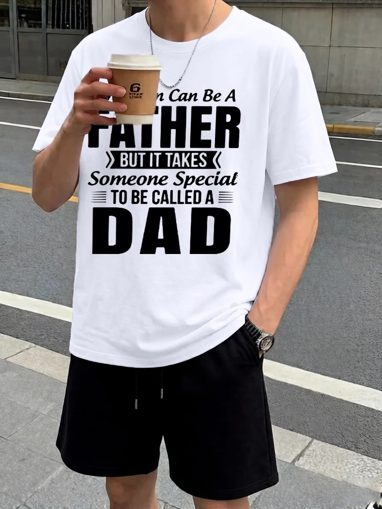 

Someone Special To Be Called A Dad Print Comfy Cotton Shorts Man 2Pc Sets Summer O-Neck Short Sleeve Simple Running Streetwear
