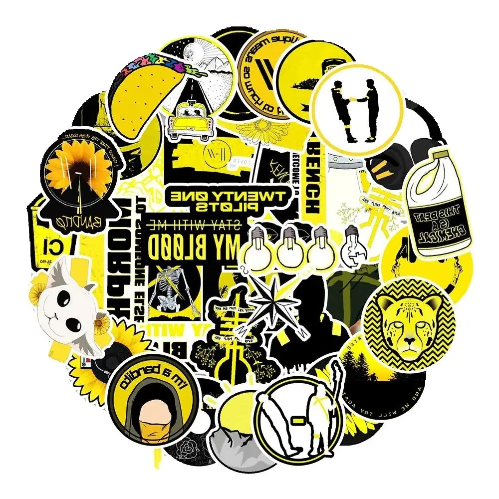 50PCS 노란색 만화 맞춤형 낙서 멋진 스티커 장난감 노트북 iPad 스케이트 보드 방수 스티커