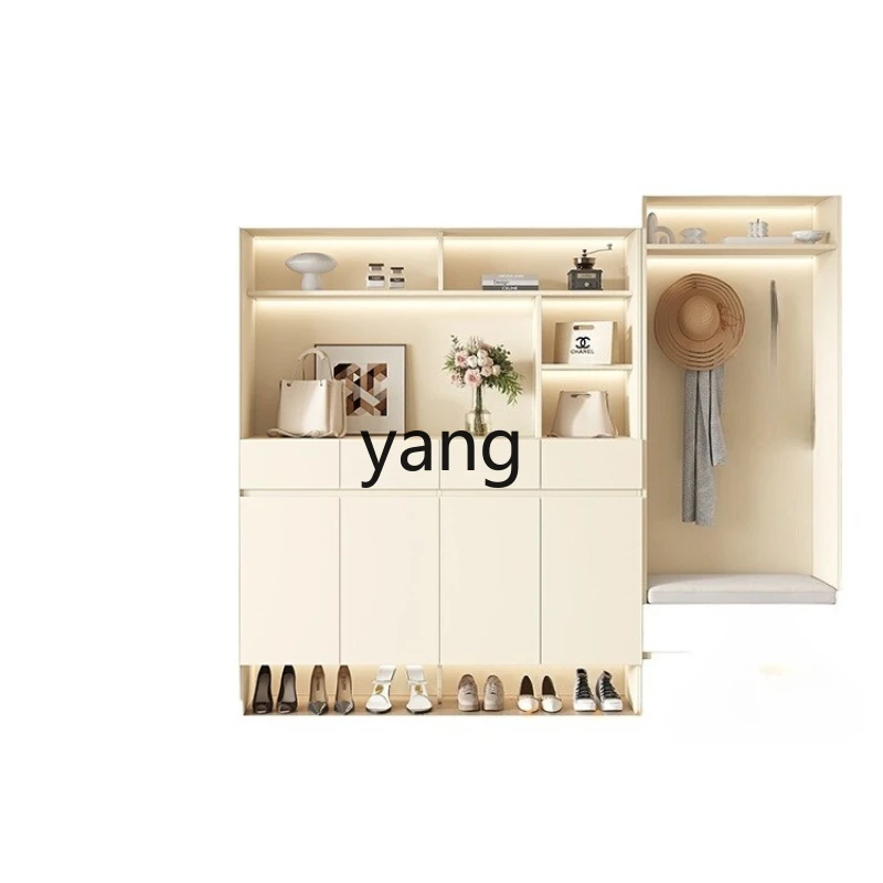 

Yjq shoe cabinet household integrated wall storage cabinet white all solid wood entrance entrance storage high cabinet