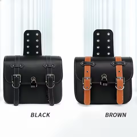 Retro Universal Motorcycle Saddlebag Throwover Saddlebags for Harley XL883 Honda Yamaha Suzuki PU Leather with Cup Side Gear Bag