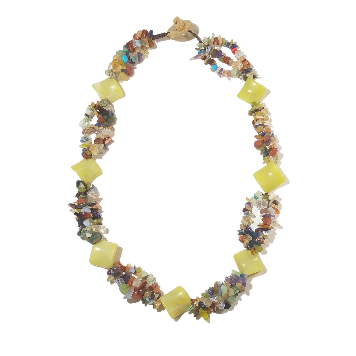 

Lii Ji Real Mix Stone Lemon Jade Necklace 64cm Women Jewelry Gift