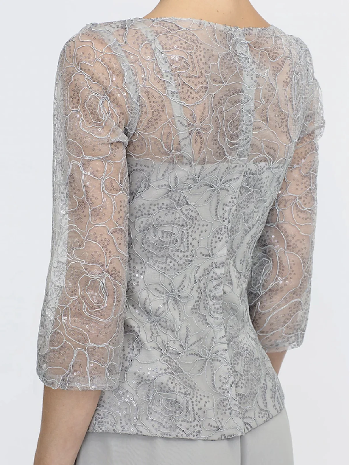 Jumpsuit / Pantsuit Mother of the Bride  Wedding Guest Elegant Floor Length Chiffon 3/4 Length Sleeve with Lace Sequin 2025