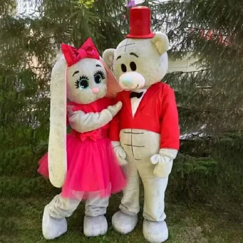 Halloween Rabbit Cartoon Bear Mascot Costume Anime Bunny Fursuit Adult Cosplay Couple Doll Clothing Christmas Party Stage Store