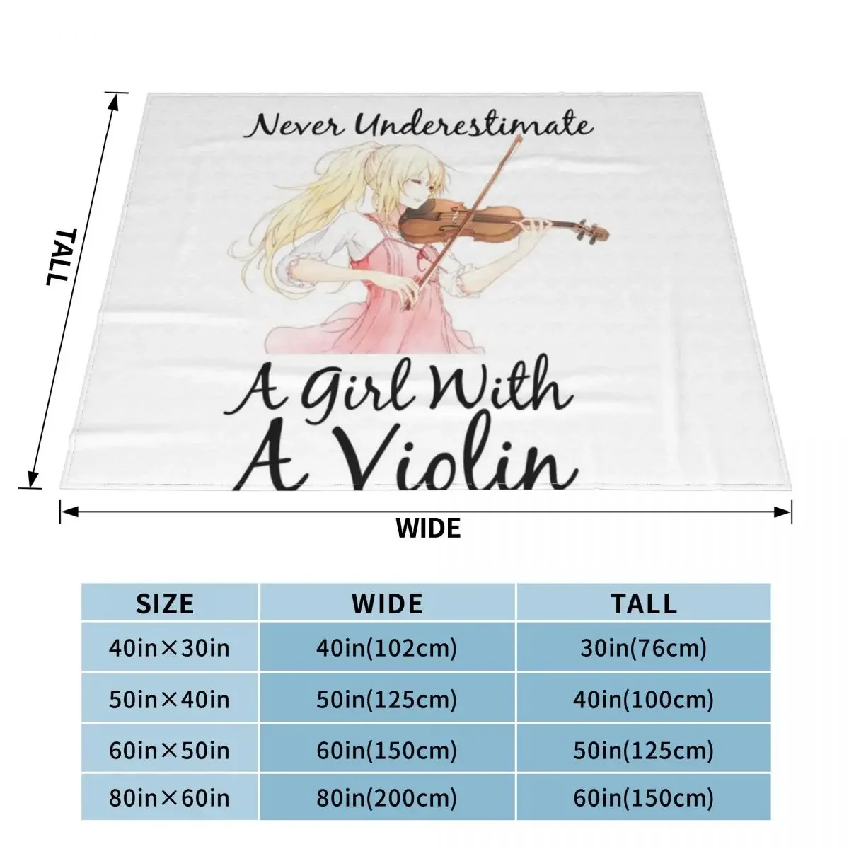 never underestimate a girl with a violin gift for girls who play violin music lovers Throw Blanket Cute Plaid Blankets