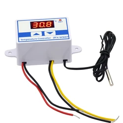 W3007 DC12-60V Digital LED Temperature Controller Thermostat Control Switch with Waterproof Probe NTC Red Display MOS Outputs