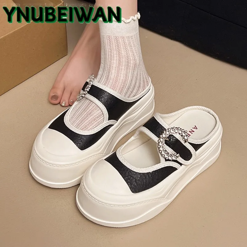 

Flats Platform Women Mules Shoes Crystal Sport Summer Sandals Casual Slippers 2025 Trend New Sneakers Slingback Woman Flip Flops