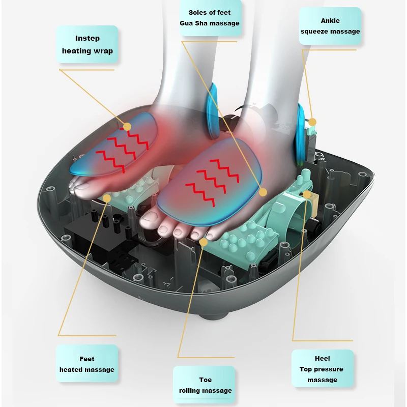 فاخر سبا مدلك قدم ثلاثية الأبعاد شياتسو العجن العميق الساق آلة تدليك القدم مع التدفئة الساق و مدلك قدم