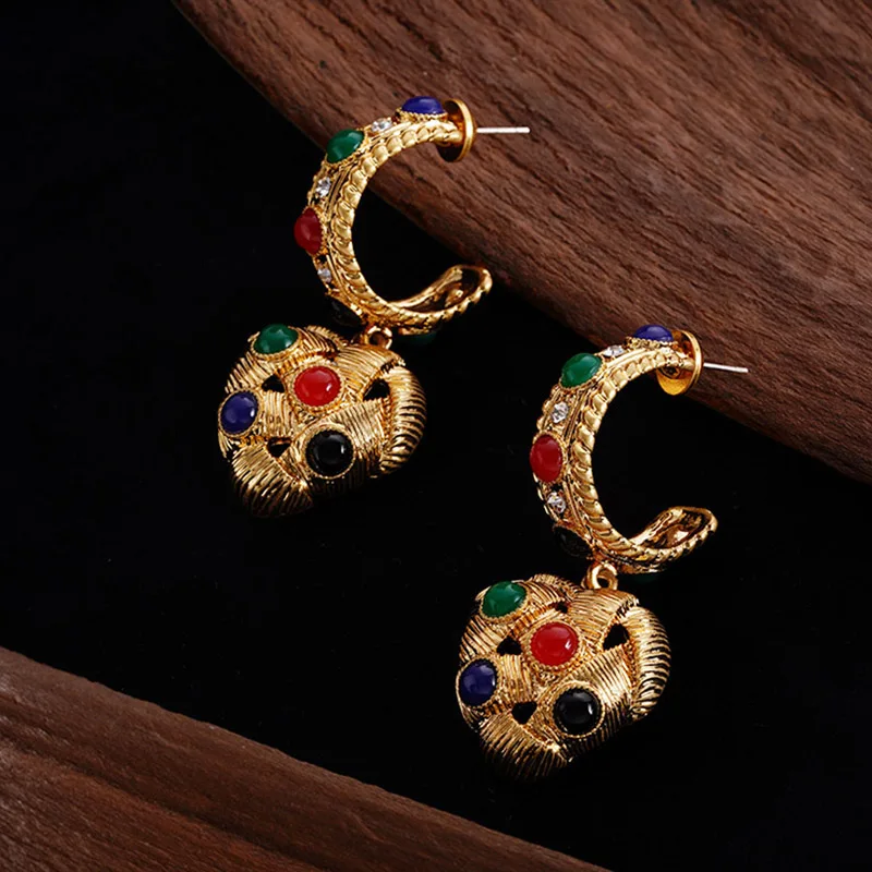 

Earrings Hoops Vintage Fashion Hoop Inlaid None Metal Shandong Hoop Earrings Hoops Women Berserk