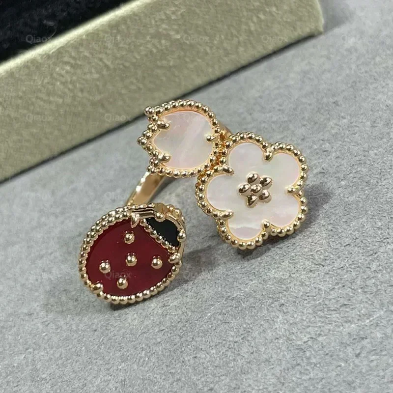 ES  2024 New Hot Fashion simple Rose Gold spring Ladybug ring Ladies lovely temperament luxury brand jewelry party gift view 5
