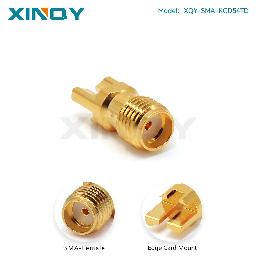 XINQY 18GHz RF Connector, SMA-KCD54, PCB Edge Card / Printed Circuit Board, 1.73mm, Gold-Plated Copper