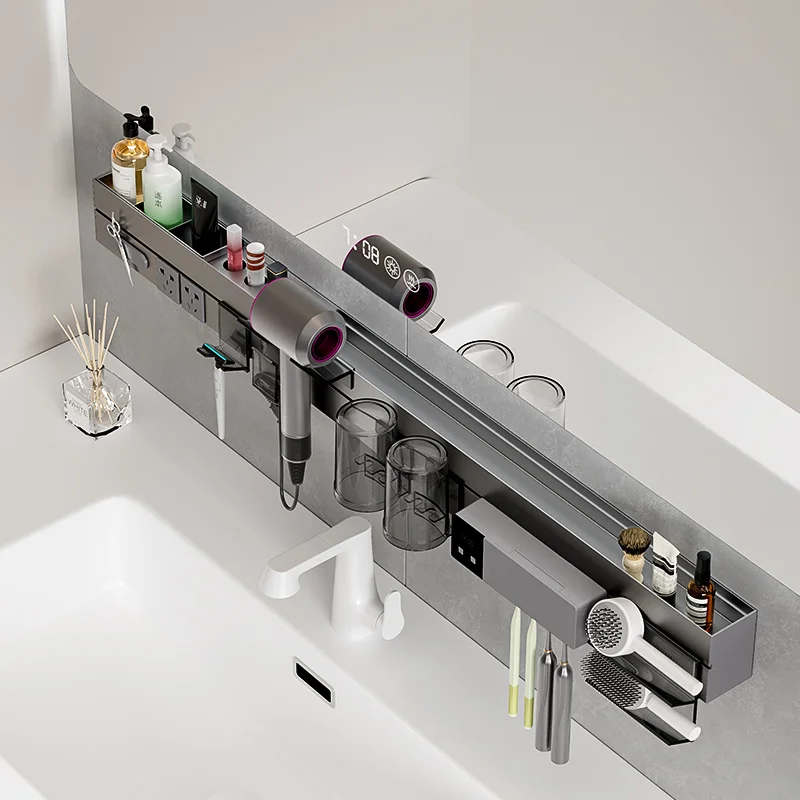 Smart mirror cabinet, toothbrush disinfection rack, hair dryer storage rack, integrated multi-functional bathroom rack
