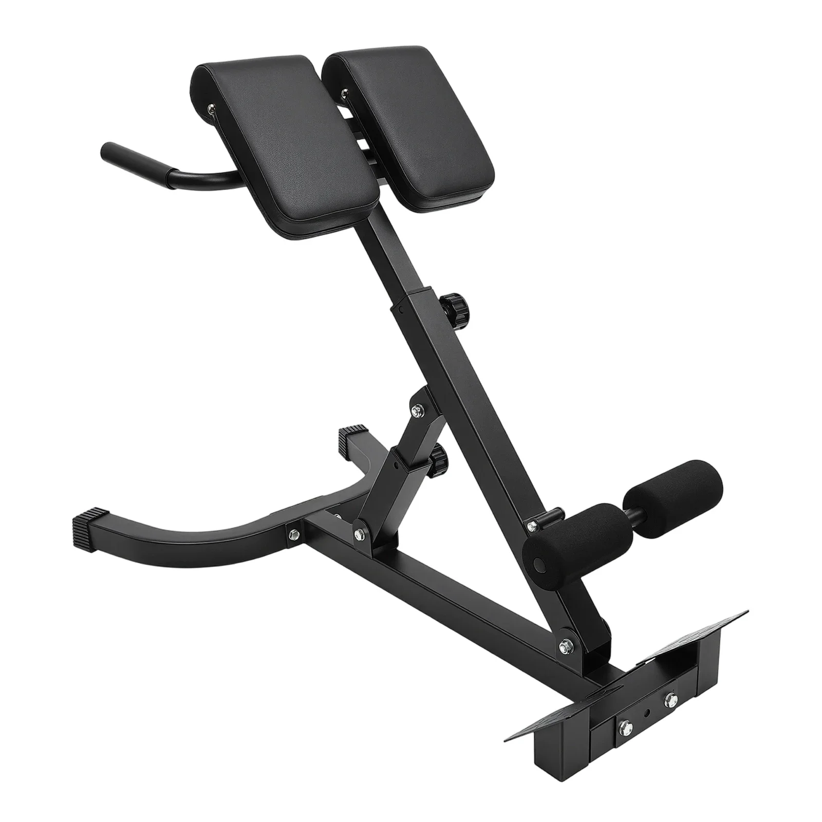 Steel Frame Foldable Hyperextension Bench 5 Incline Angles 8 Adjustable Abdominal Pad Length 150Kg Load Capacity