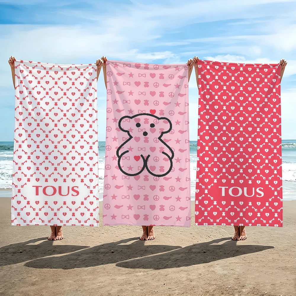 Fashion Beach Towel Shower Bath Travel Lightweight Skin Friendly T-Tous Bear  for Pool Camping Cruise Summer