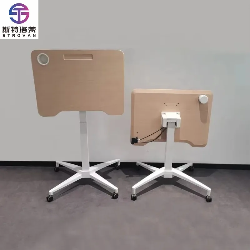 

Modern Single Leg Movable Pneumatic Height Adjustable Standing Desk Space-Saving Top Lift Sit Stand Desk Table Escritorio