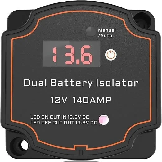 Intelligent dual battery isolator VSR digital voltmeter 12V140A battery control relay voltage display