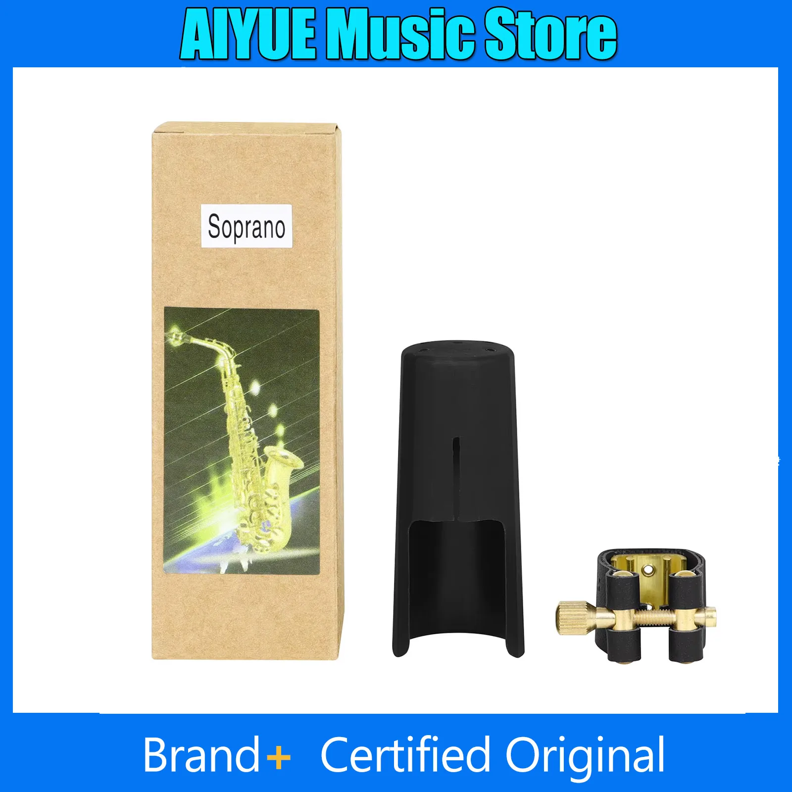 

Soprano Saxophone Mouthpiece Metal with Cap Metal Buckle Clamp Clip Professional Woodwind Instrument Accessories Saxophone Part