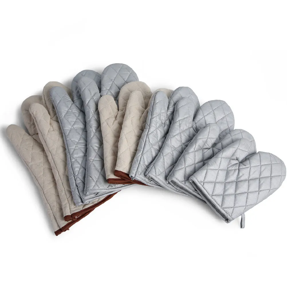 1Pair Heat Resistant Oven Mitts with Hanging Hole for Kitchen Microwave Oven Baking Cake Shop Bakery Food Factory Use