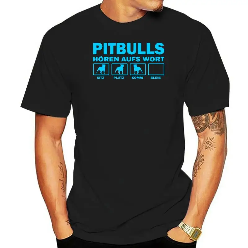 Summer 2024 100% Cotton Print Men's Summer O-Neck Short Sleeve Hipster Tees Hunde Pitbull Men's High Quality Tees