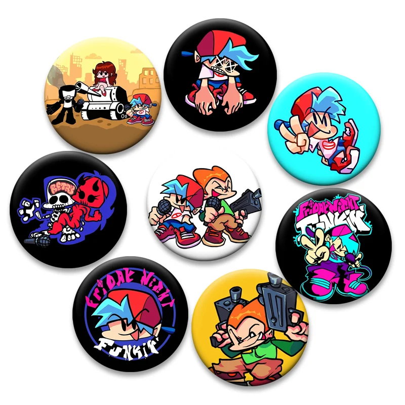 Funny Cute Anime Characters Brooches Boyfriend,BF,Pico,Girlfriend,GF Pin Lemon Demon,Monster,Tankman Cartoon Badge Bag Accessory