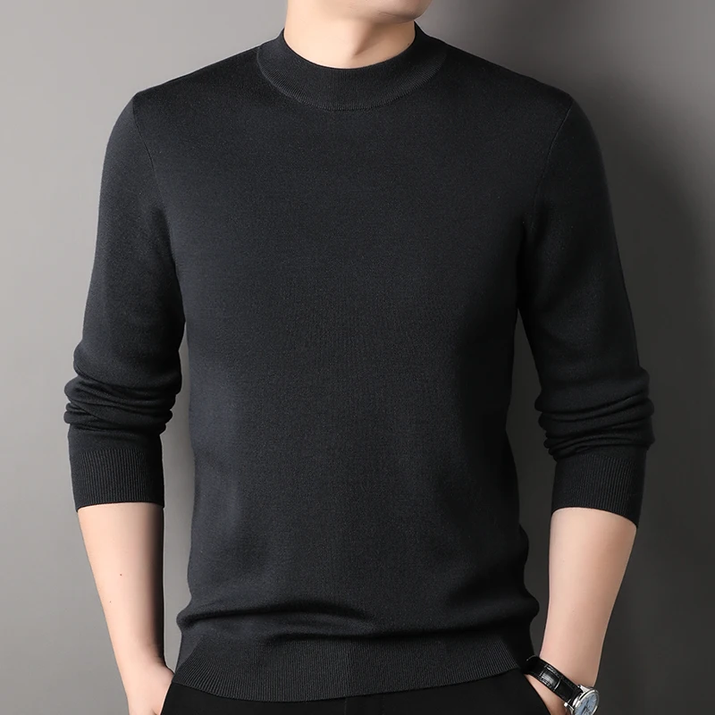 Brand Wool Men's Sweater Solid Colors Thick Knit Pullover O-neck Collar Sweaters Male Winter Autumn Long Sleeves Warm Clothes