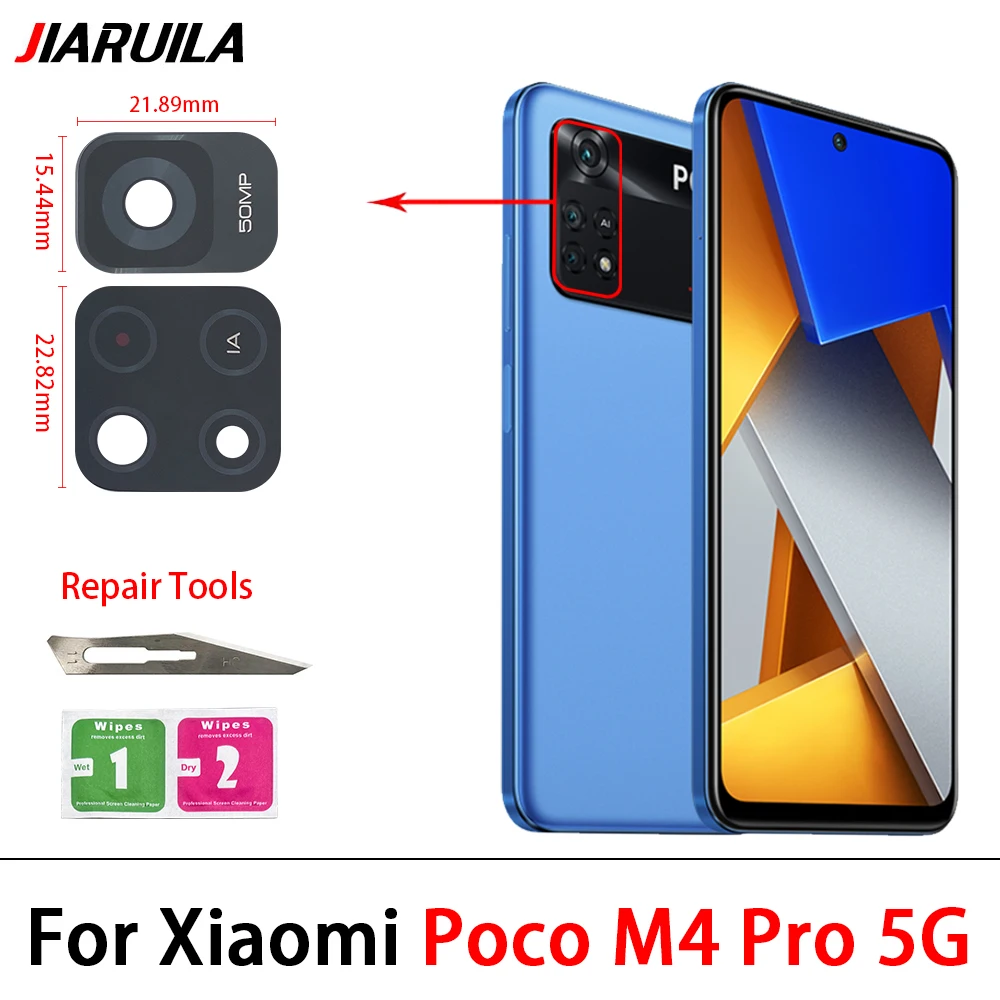 1set Rear Camera Glass Lens + Adhesive Sticker For Xiaomi Poco X4 X3 F3 F2 Pro C3 Back Camera Glass Lens With Repair Tools