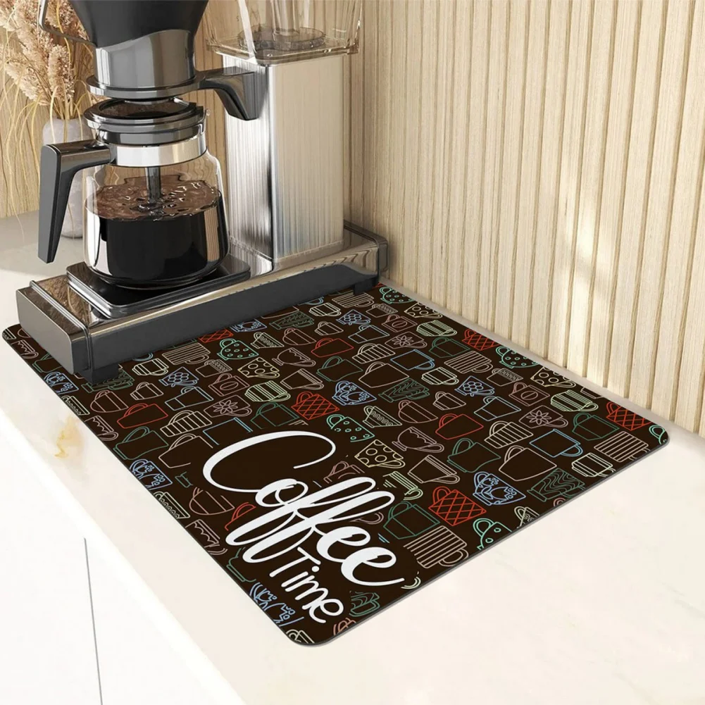 Dish Drying Mats for Kitchen Counter Coffee Mat Polyester Quick Dry Water Absorbent Placemat Multi-function 19x12in