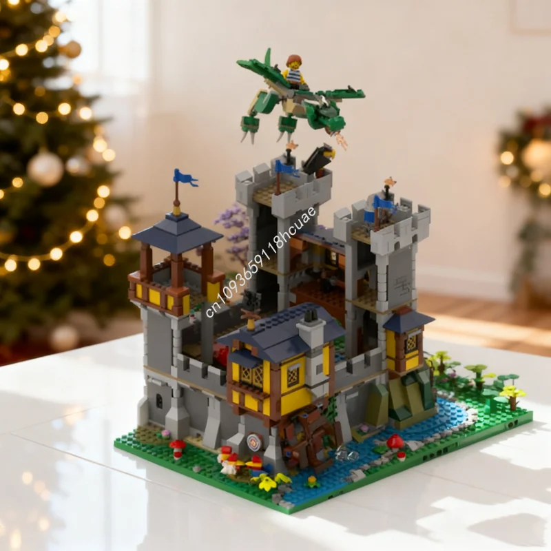 

973 шт. набор дисплеев MOC, средневековый замок Creator 3 1ed, модель строительных блоков, сделай сам, креативный рождественский подарок, идея, игрушка, образовательный кирпич