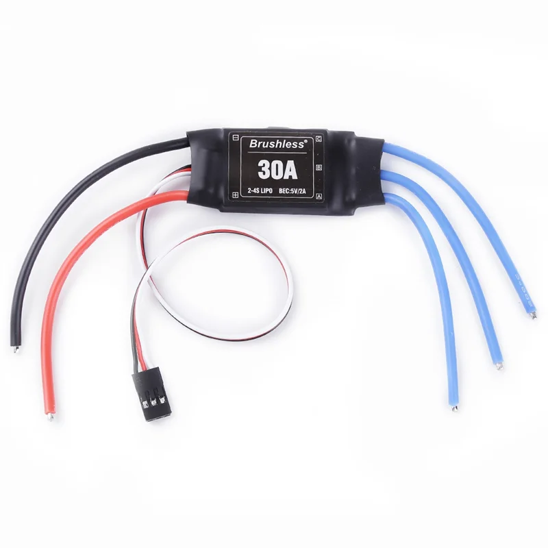 

AS96-XXD 30A Бесщеточный ESC 2-4S Электрический регулятор скорости, включая 5 В 2A BEC для радиоуправляемого мультикоптера, самолета, вертолета без Plu