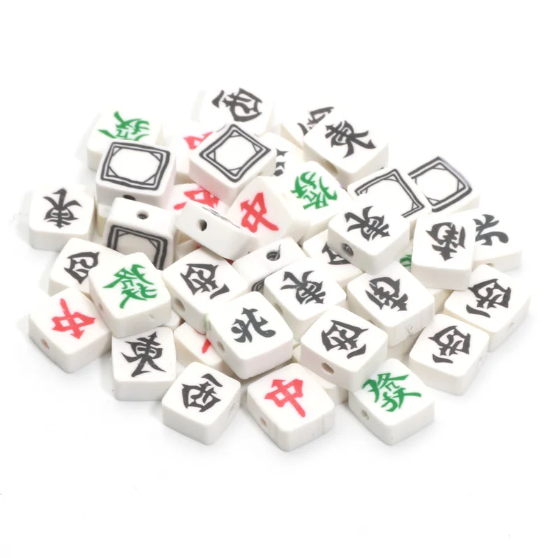 20/50/100pcs Mixed Mahjong Polymer Clay Beads Rectangle Loose Spacer Beads For Jewelry Making DIY Bracelet Necklace Handmade