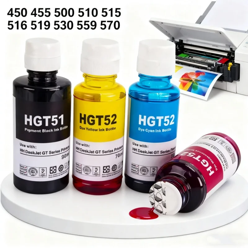 Refill Ink Dye Ink GT51 GT52 GT53 GT5810 GT5820 For HP Smart Tank 450 455 500 510 515 519 530 559 615 618 655 720 750 Printer