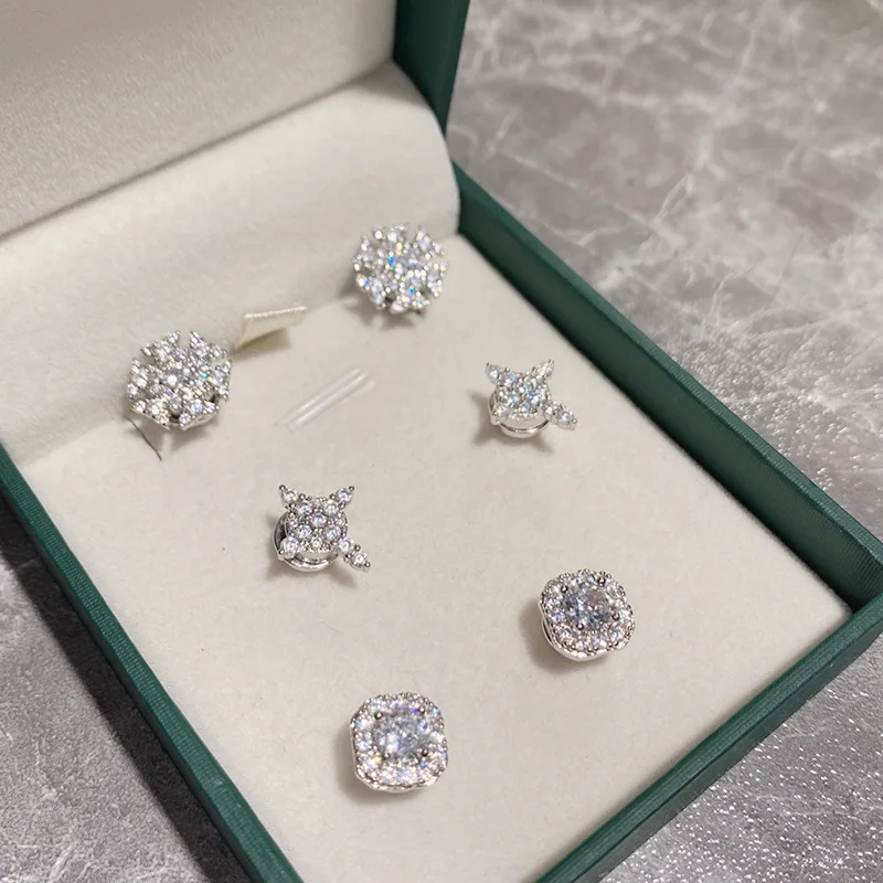 MDLFES Moissan Diamond Style Light luxury compact ear clips cold wind without ear holes magnetic earrings