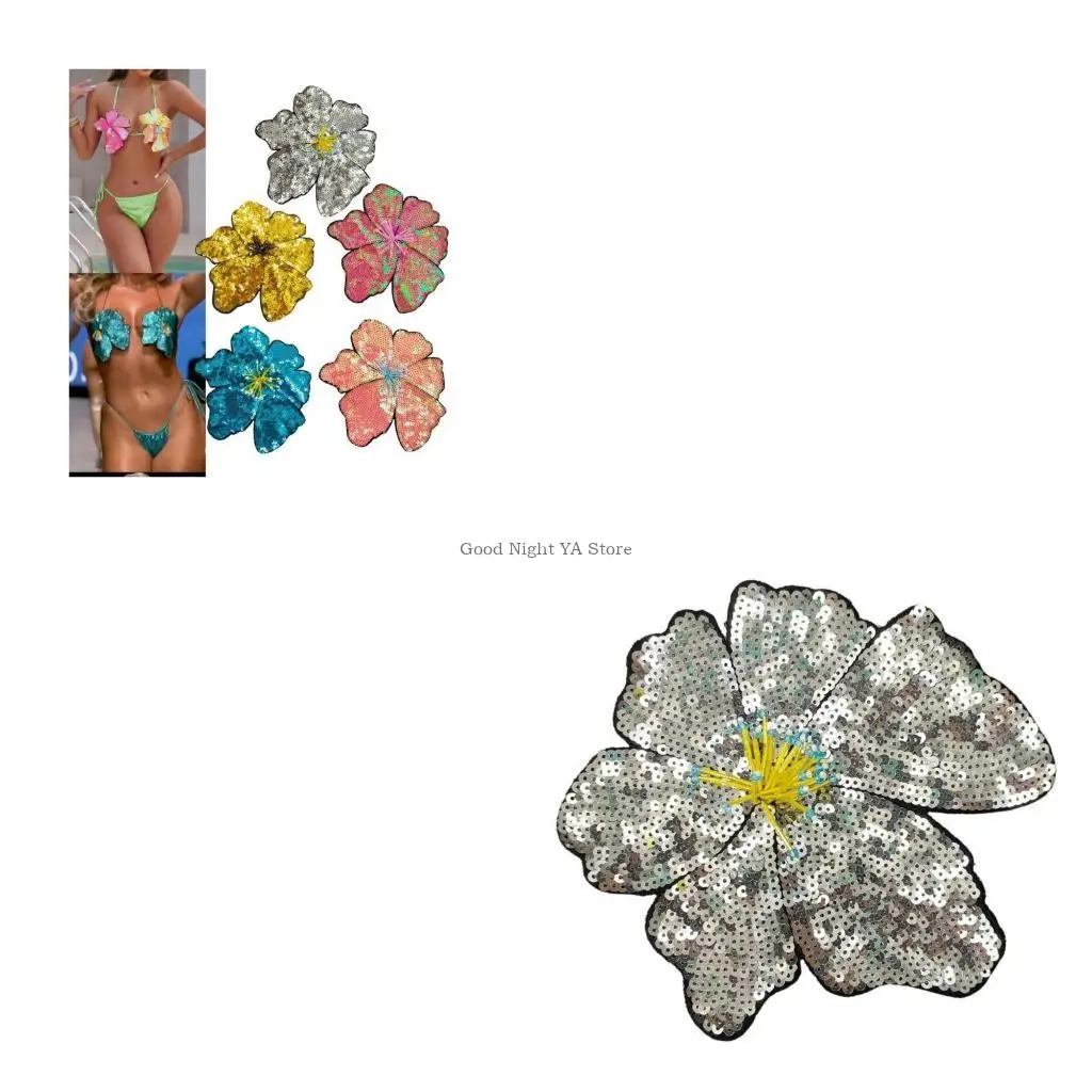 

Цветочная аппликация с блестками, украшение для одежды, швейные аксессуары для сценических платьев, свадебная одежда и костюм