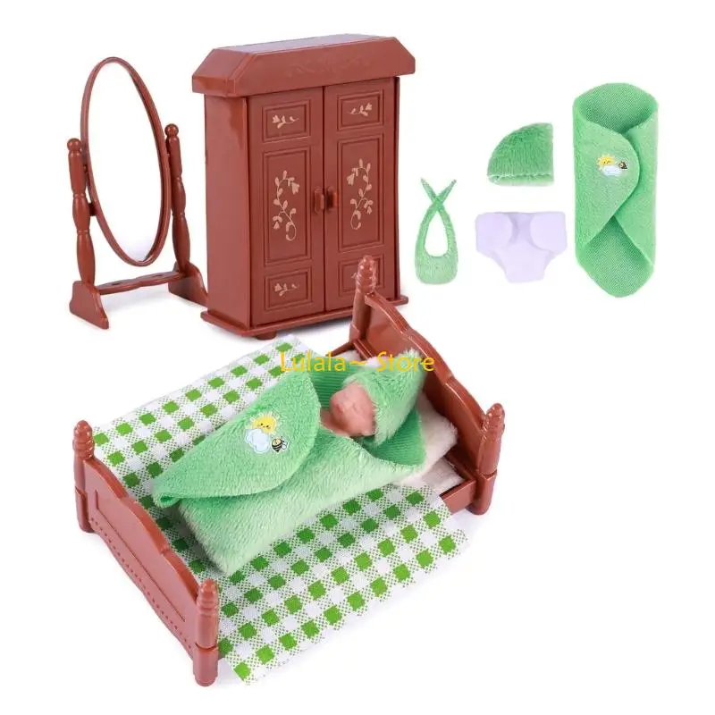 Y4QA 3 polegadas miniatura boneca bebê silicone realista silicone com acessórios para crianças finge brincar jogo