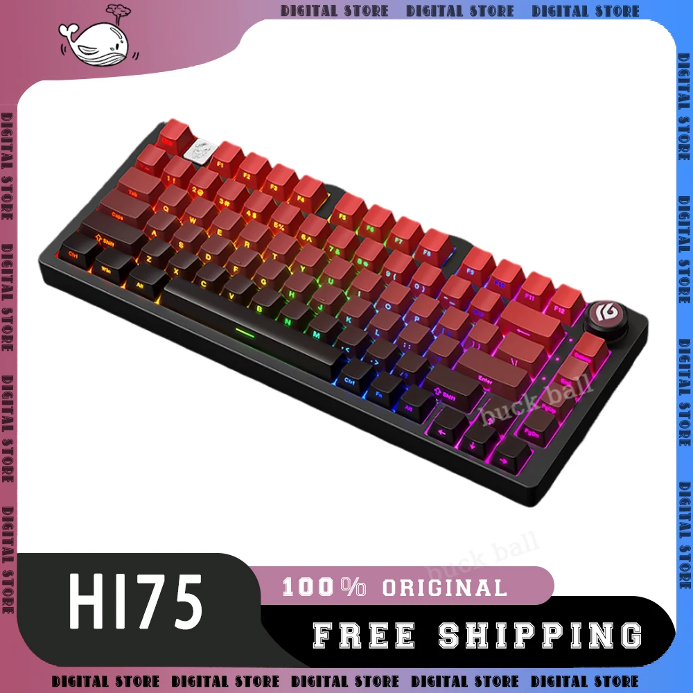 teclado mecanico gaming liga de aluminio teclado com fio 75 junta 81 chaves rgb hot swap gaming teclados para mac win leobot hi75 01