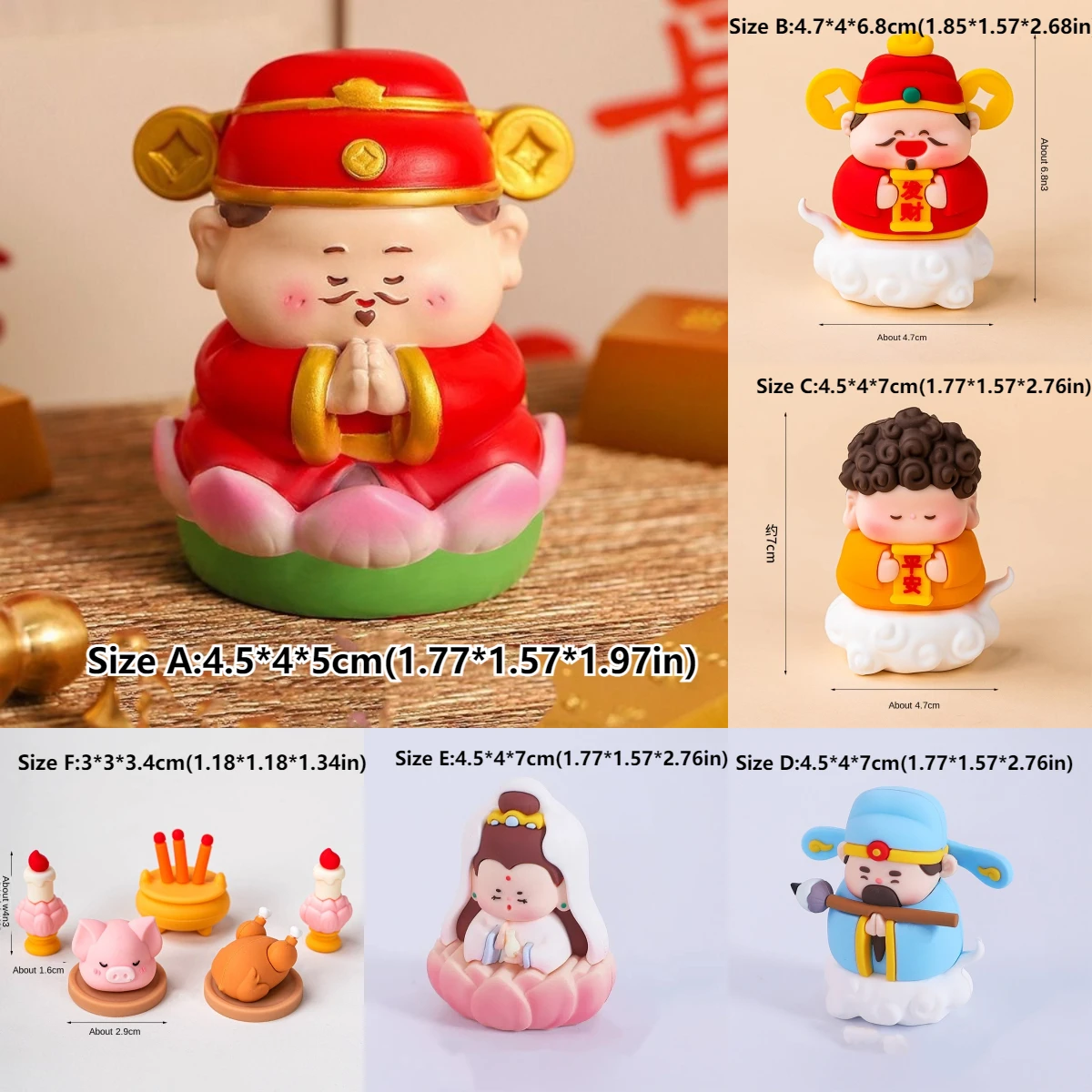 Cartoon God of Fortune Figurine Resin Good Fortune Creative Crafts Cute Buddha Chinese Tradition Myth Desktop Decoration Gift