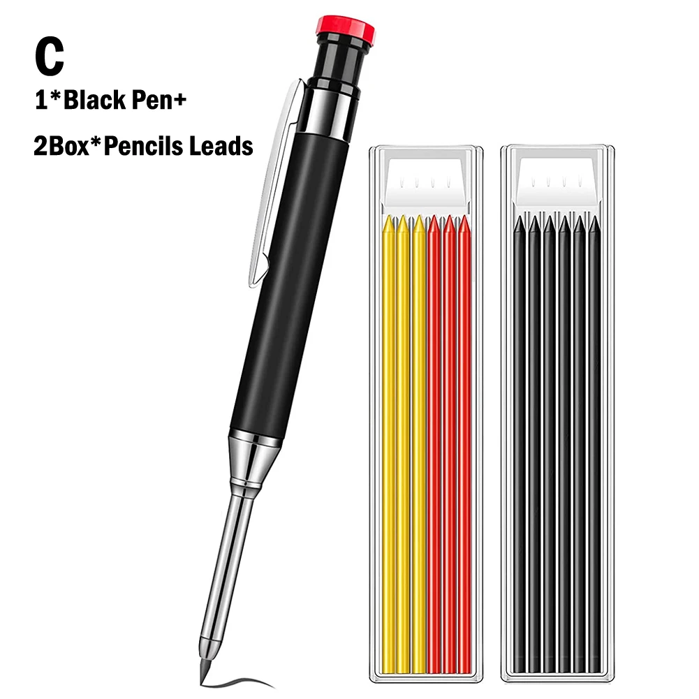 Metall massives Tischlerstift-Set für Tiefloch marker mit Nachfüll leitungen Markierung werkzeug Holz bearbeitung Tiefloch-Druck bleistifte – Detail 5