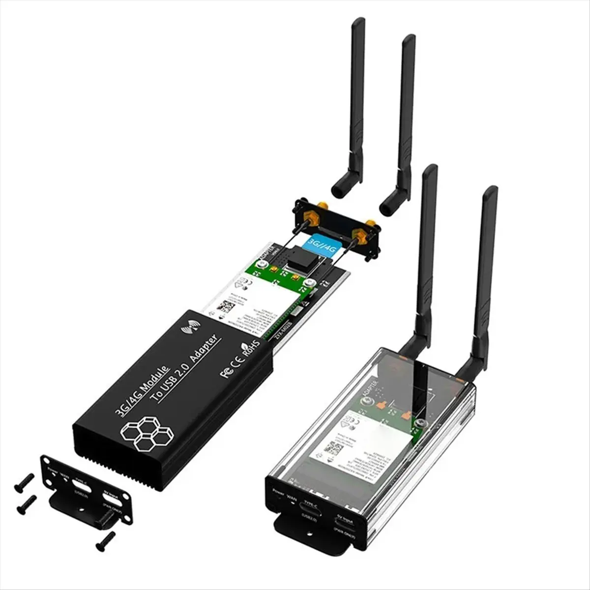 #97F Electronics Accessories,New MINI PCI-E to TYPE-C USB2.0 Adapter Board With Shell Antenna (Black)