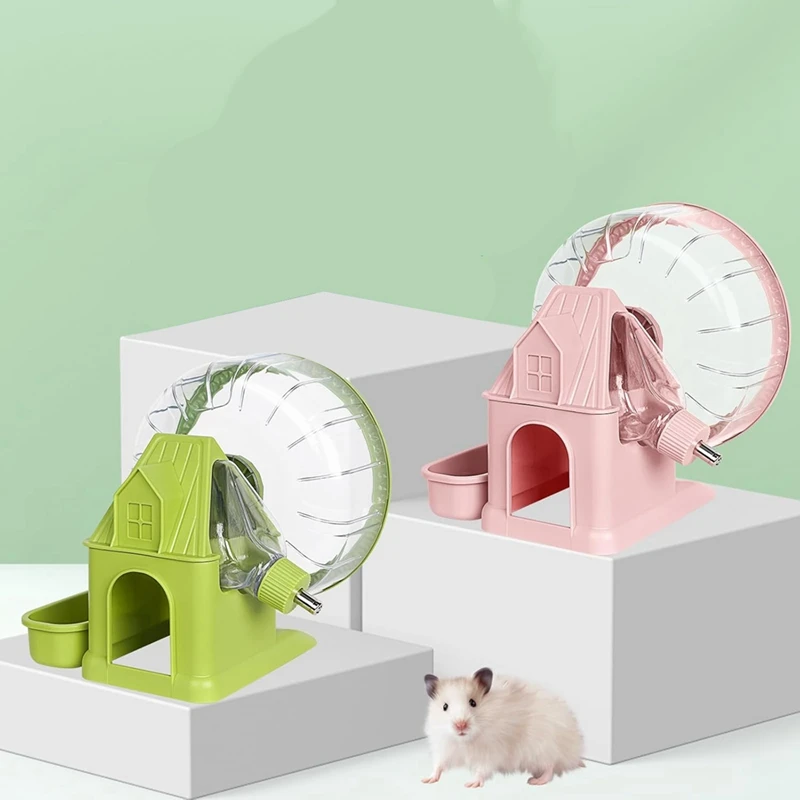 4 In 1 Quiet Hamster Exercise Wheel, Multi Functional Hamster House With Running Wheel, Water Bottle, Food Bowl